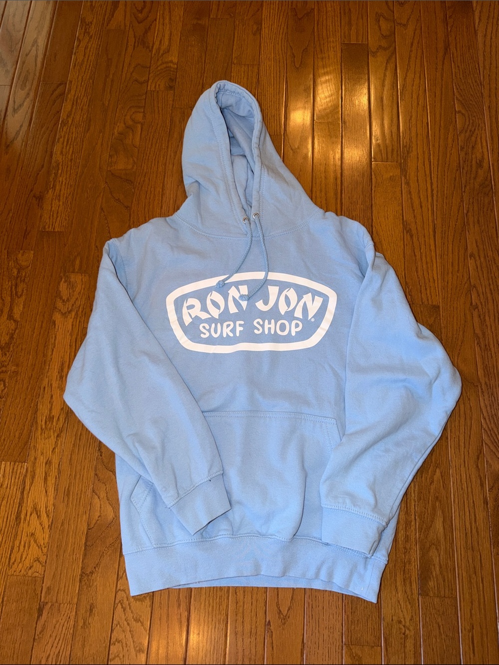Ron Jon Light Blue Pullover Hoodie with White Surf Logo